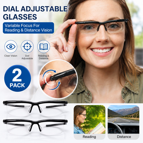 Dial adjustable glasses - 2x,